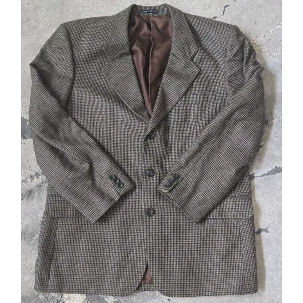 Yves Saint Laurent Houndstooth Multicolored Blazer Mens 46R 3Button